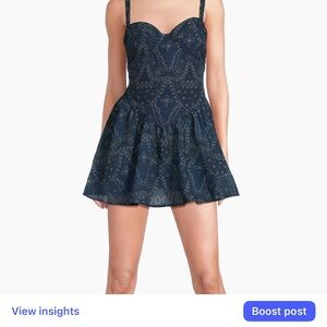 Peixoto Navy Patterned Mini Dress